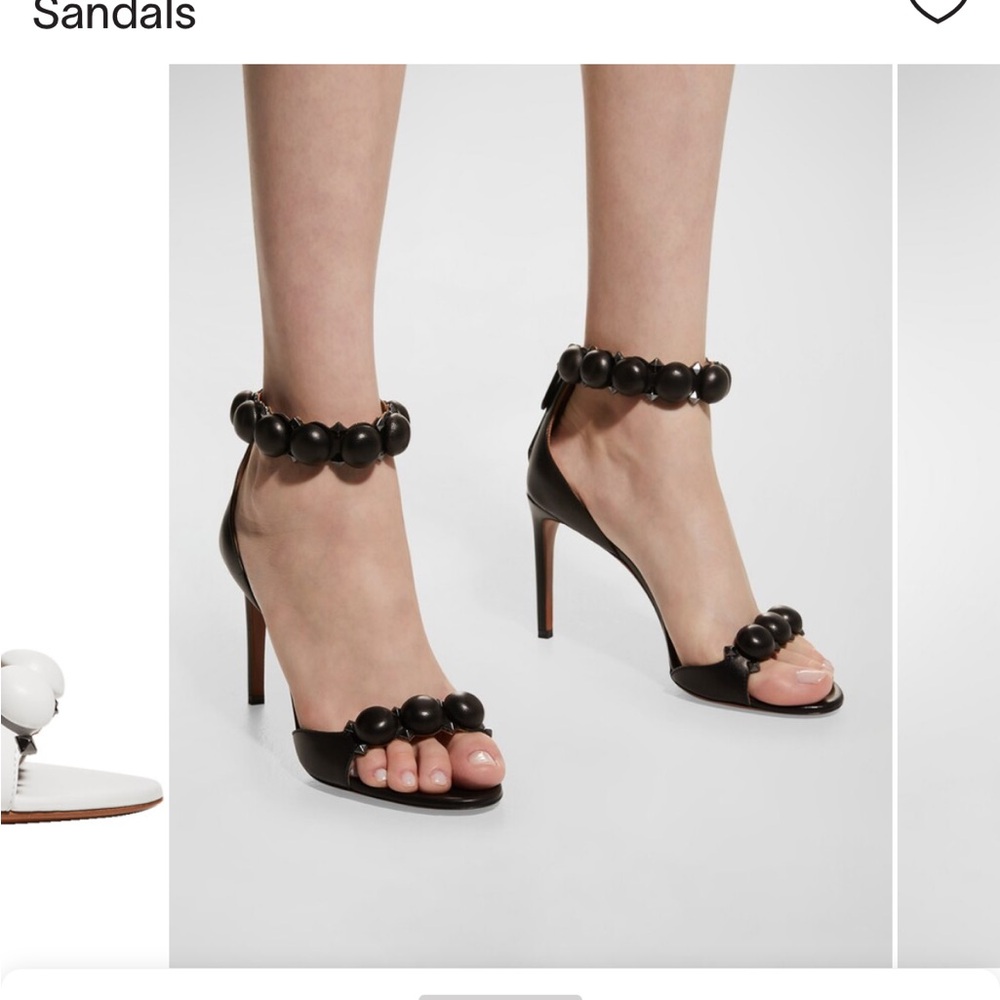 Alaia Black Leather Bombe Sandal